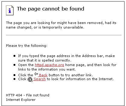 erreur 404 internet explorer